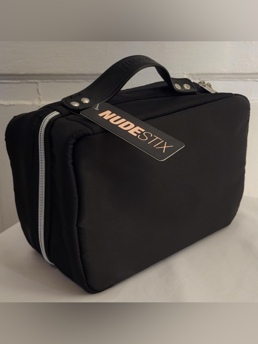 NUDESTIX Hanging Cosmetic & Travel Organizer Bag - Black with Tan Interior
